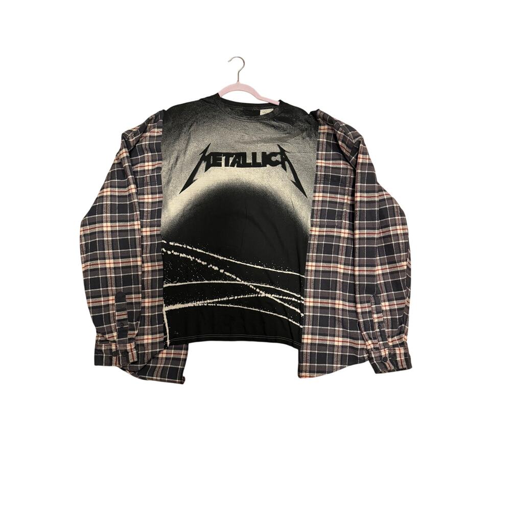 Metallica flannel upcycle bleached